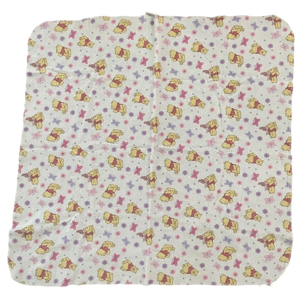 Vintage Disney Winnie the Pooh Baby Blanket Floral Butterfly Cotton 90s Nursery